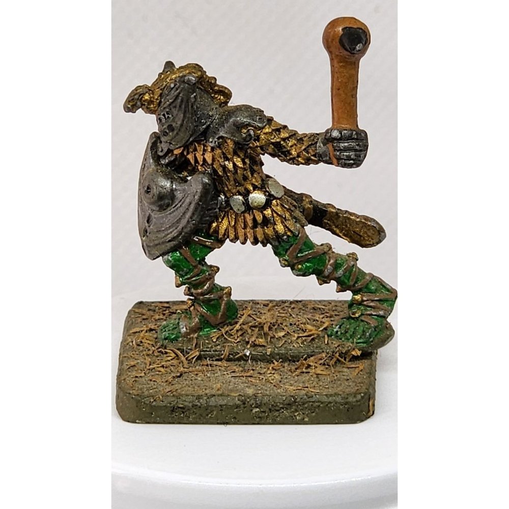 Vintage Ogre Stone Figurine Warrior Collectible Statue: Club & Shield on Stone